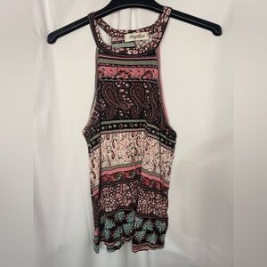 Harper Pink and Teal Paisley Halter Tank